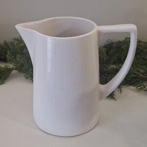 Large white water pitcher or vase 9"